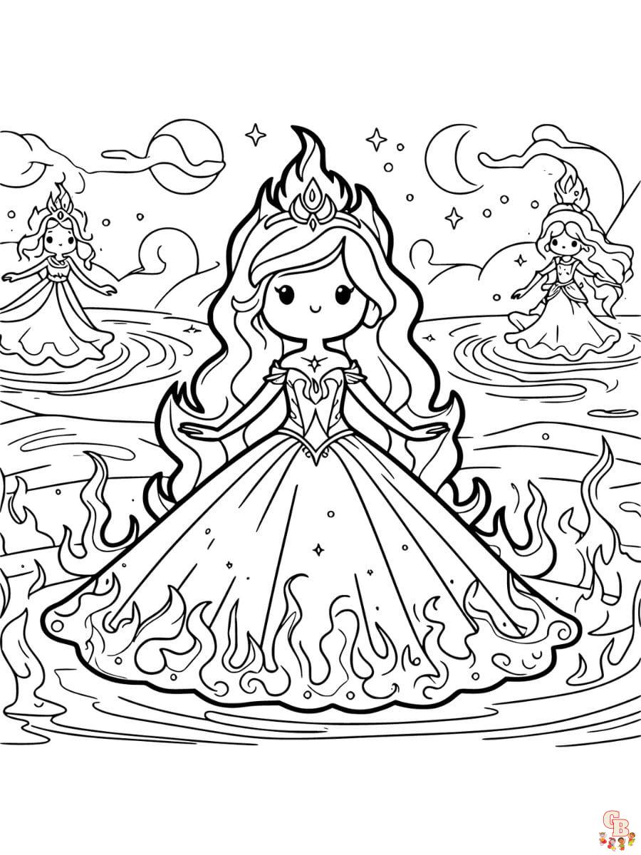pagina de colorat prințesa flacără ora aventurii