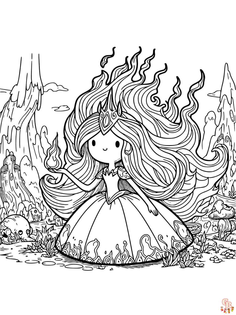 flame princess adventure time coloring pages
