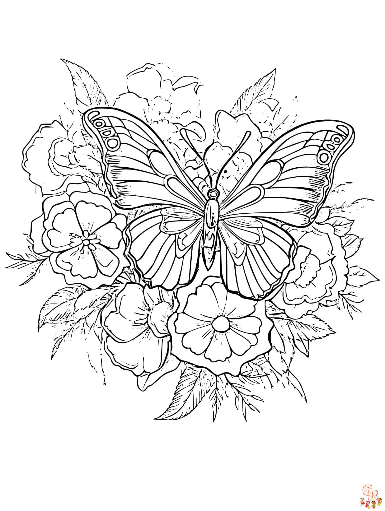 flower butterfly coloring pages edge