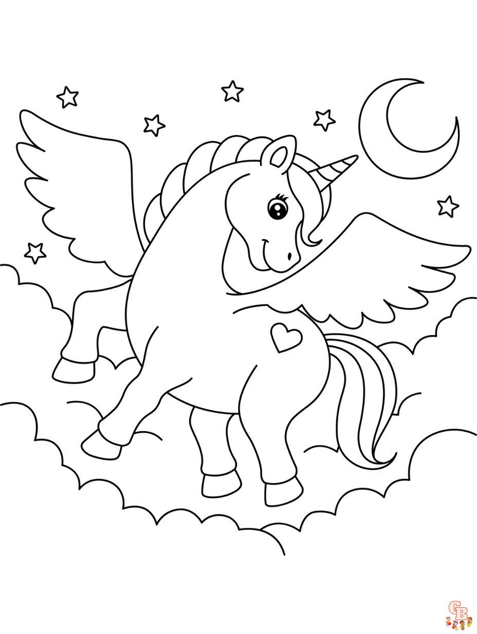 Dibujo para colorear de unicornio volador