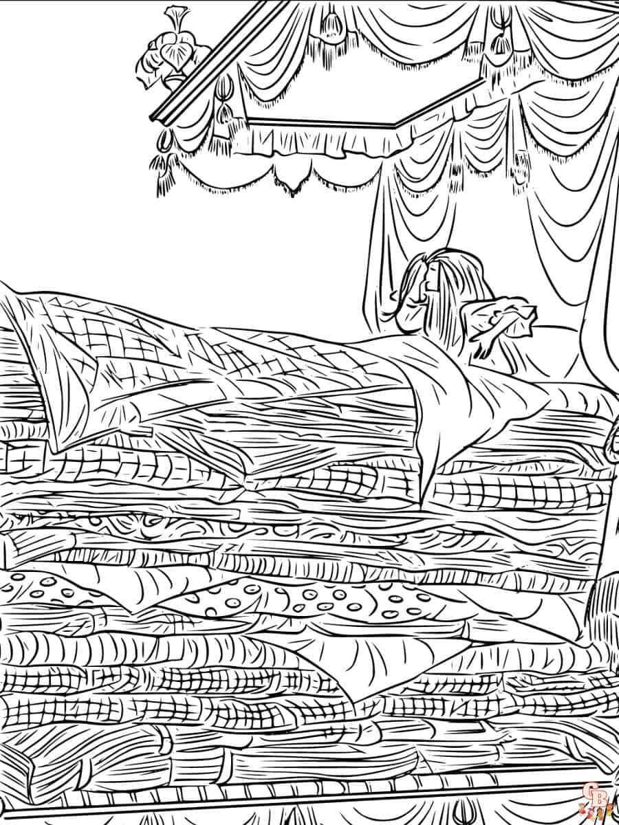free coloring pages princess and the pea