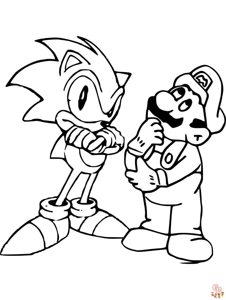 free mario and sonic coloring pages