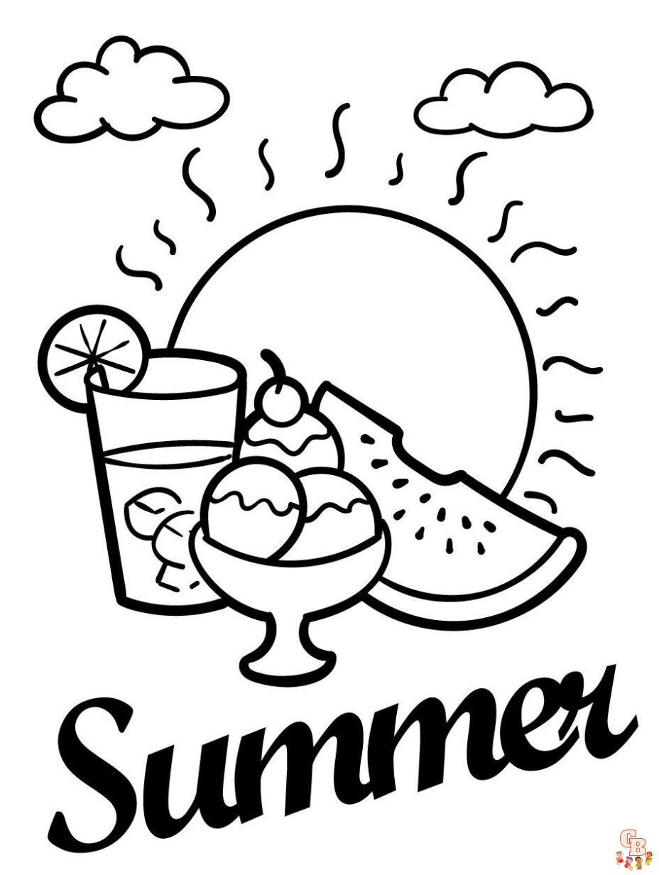 Páginas para colorir de verão gratuitas e imprimíveis para crianças e  adultos