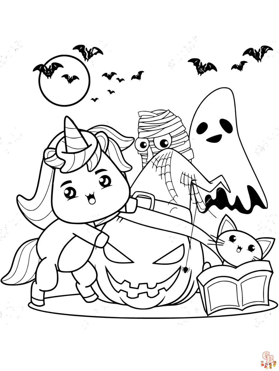 dibujos de unicornios de halloween para colorear