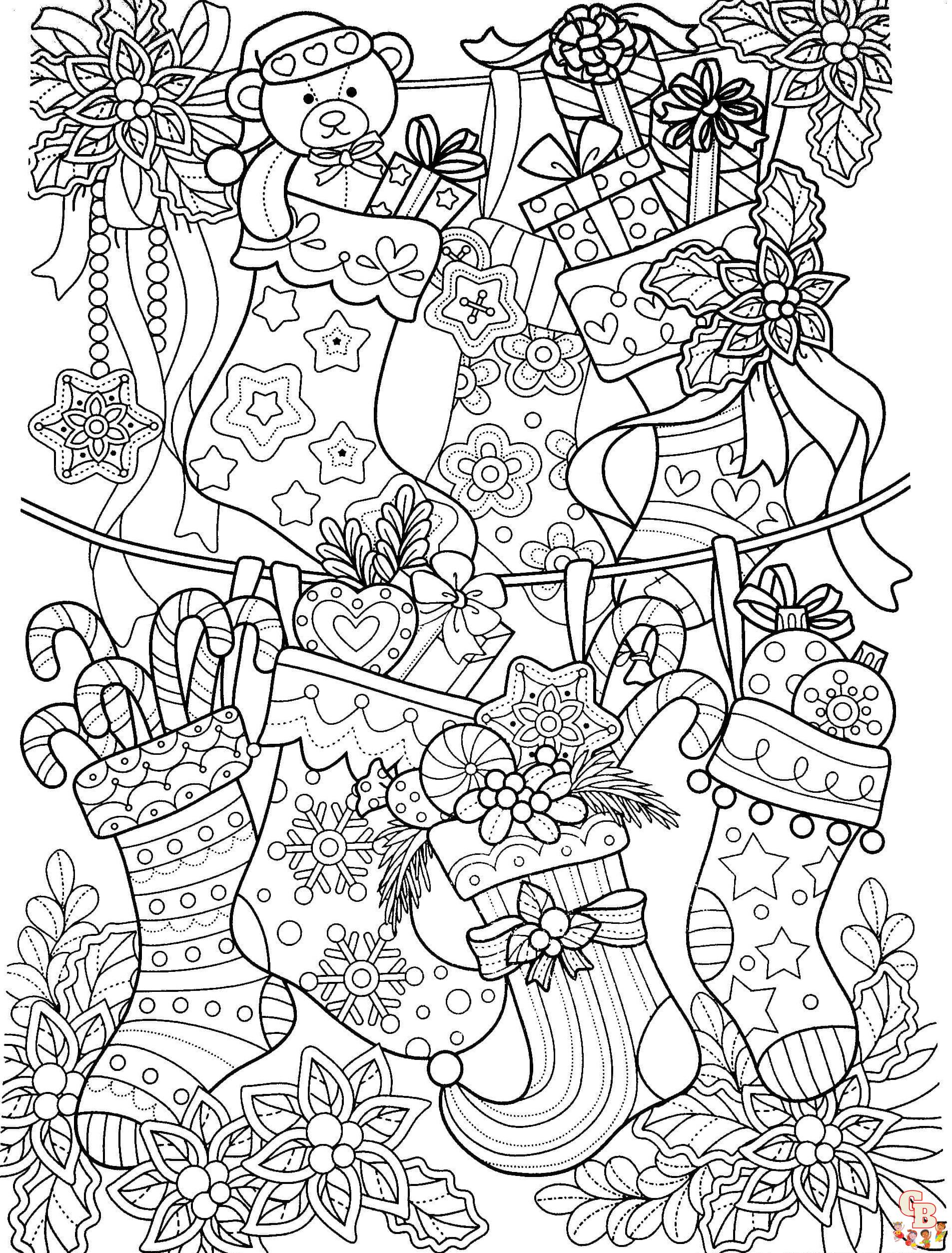hard christmas coloring pages