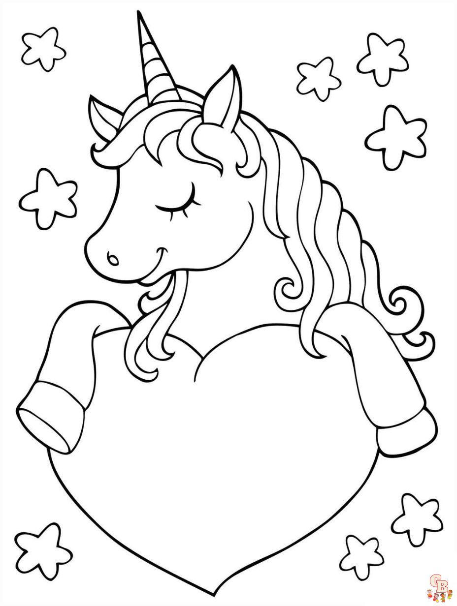 heart unicorn coloring pages