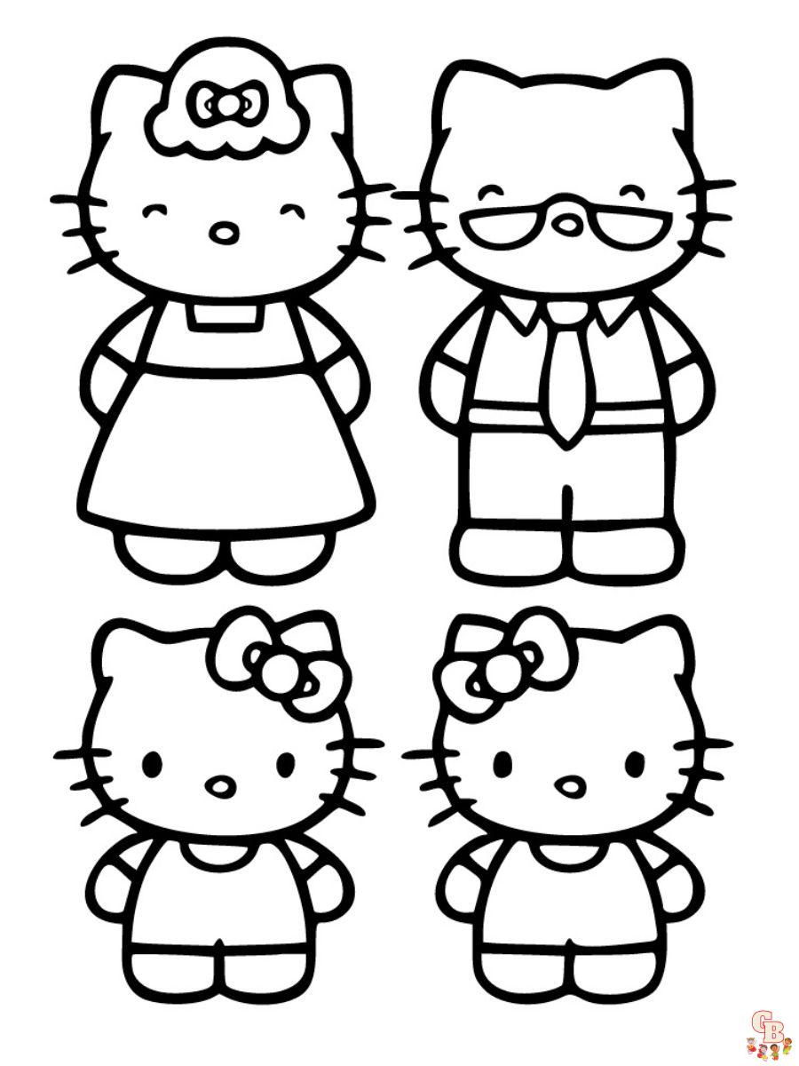 hello kitty family coloring pages free