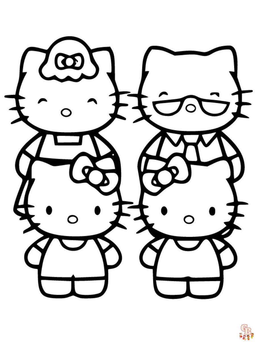 hello kitty family coloring pages printable