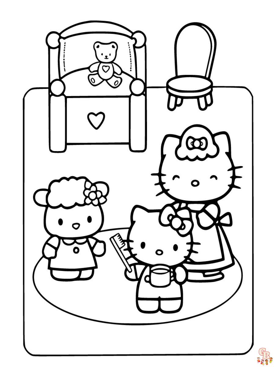 hello kitty family coloring pages to print