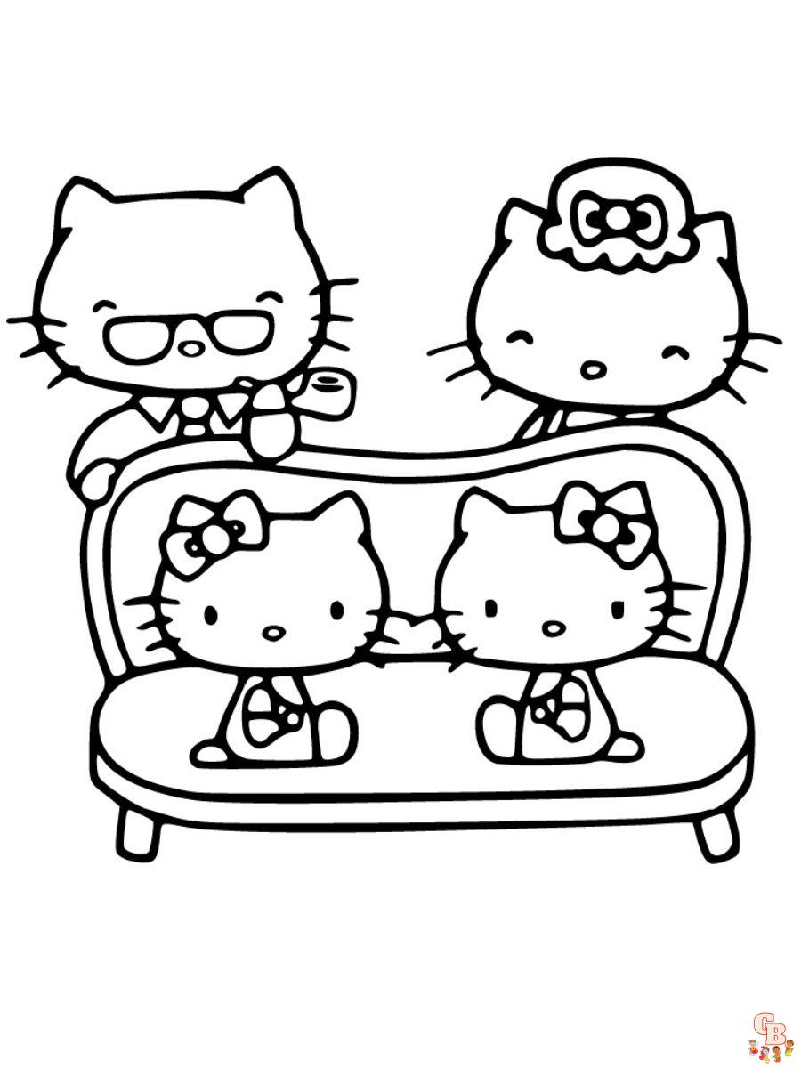 hello kitty family coloring pages