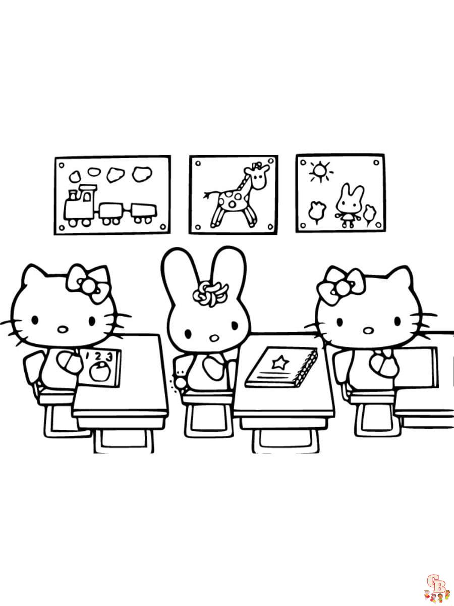 hello kitty school coloring page