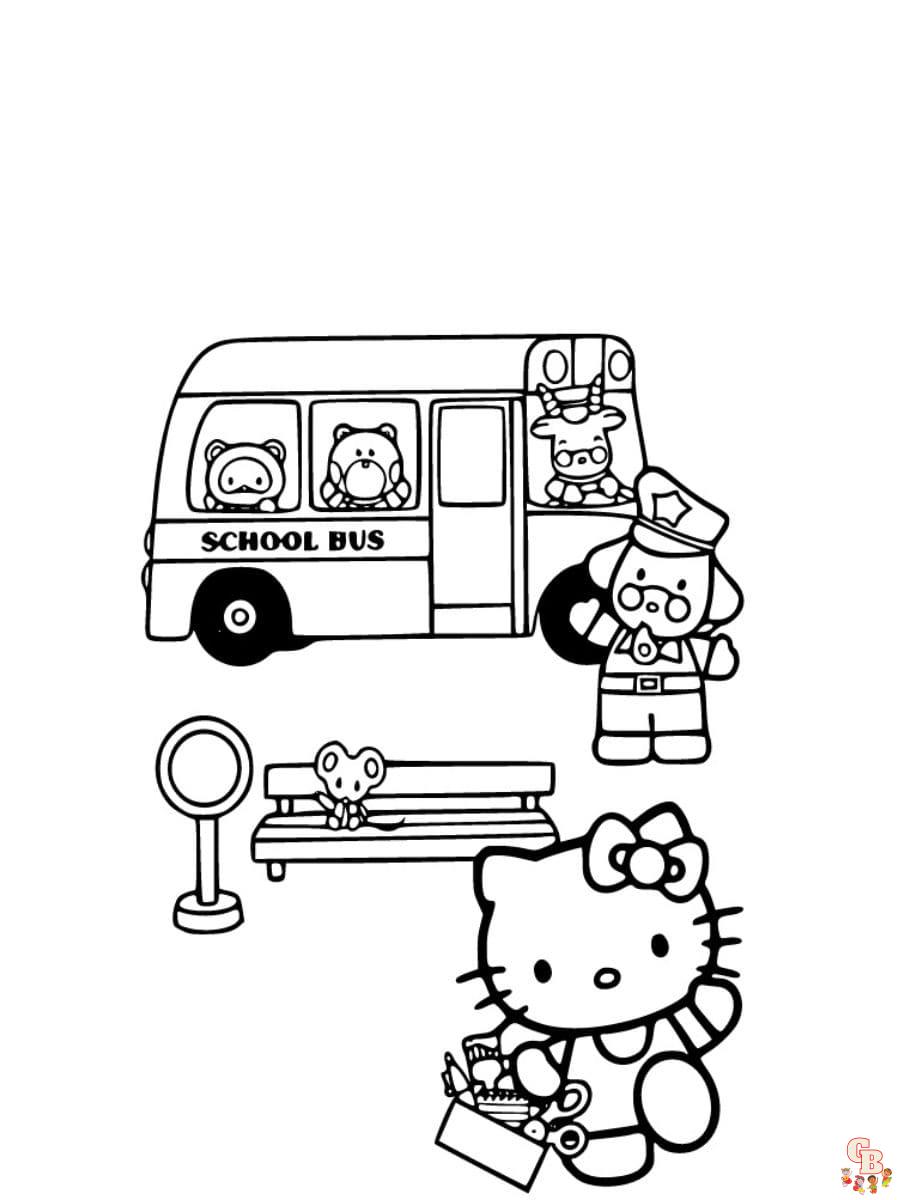 hello kitty school coloring pages easy