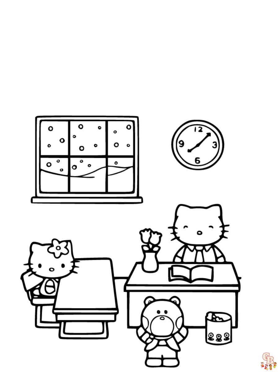 hello kitty school coloring pages for free