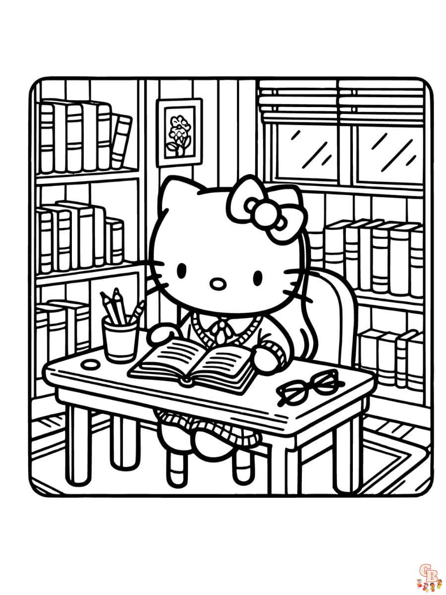 hello kitty school coloring pages free