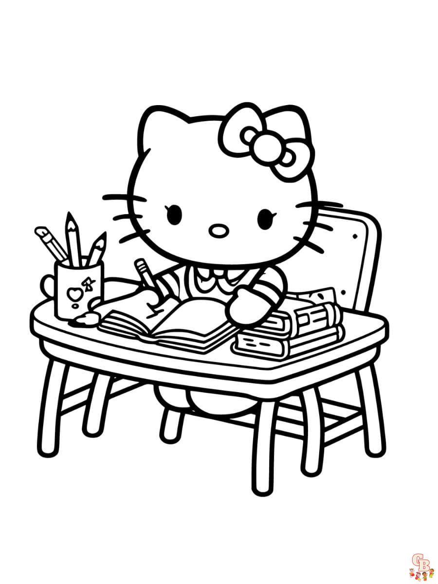 hello kitty school coloring pages printable