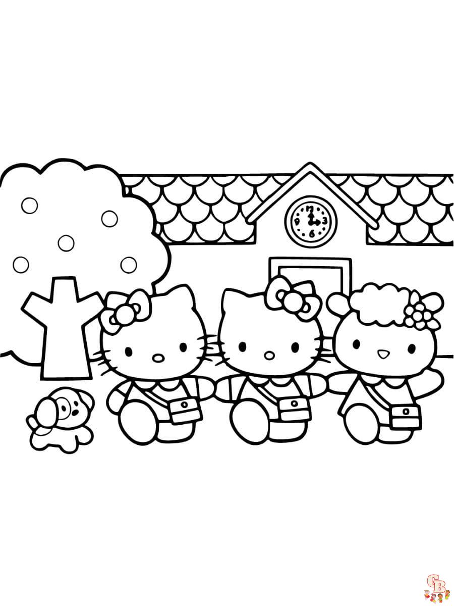 hello kitty school coloring pages to print free