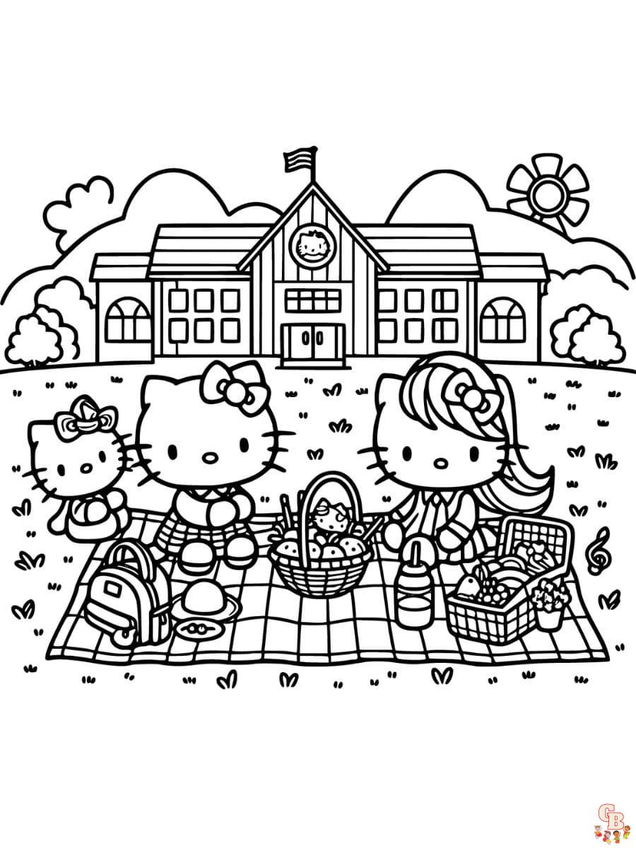 hello kitty school coloring pages to print
