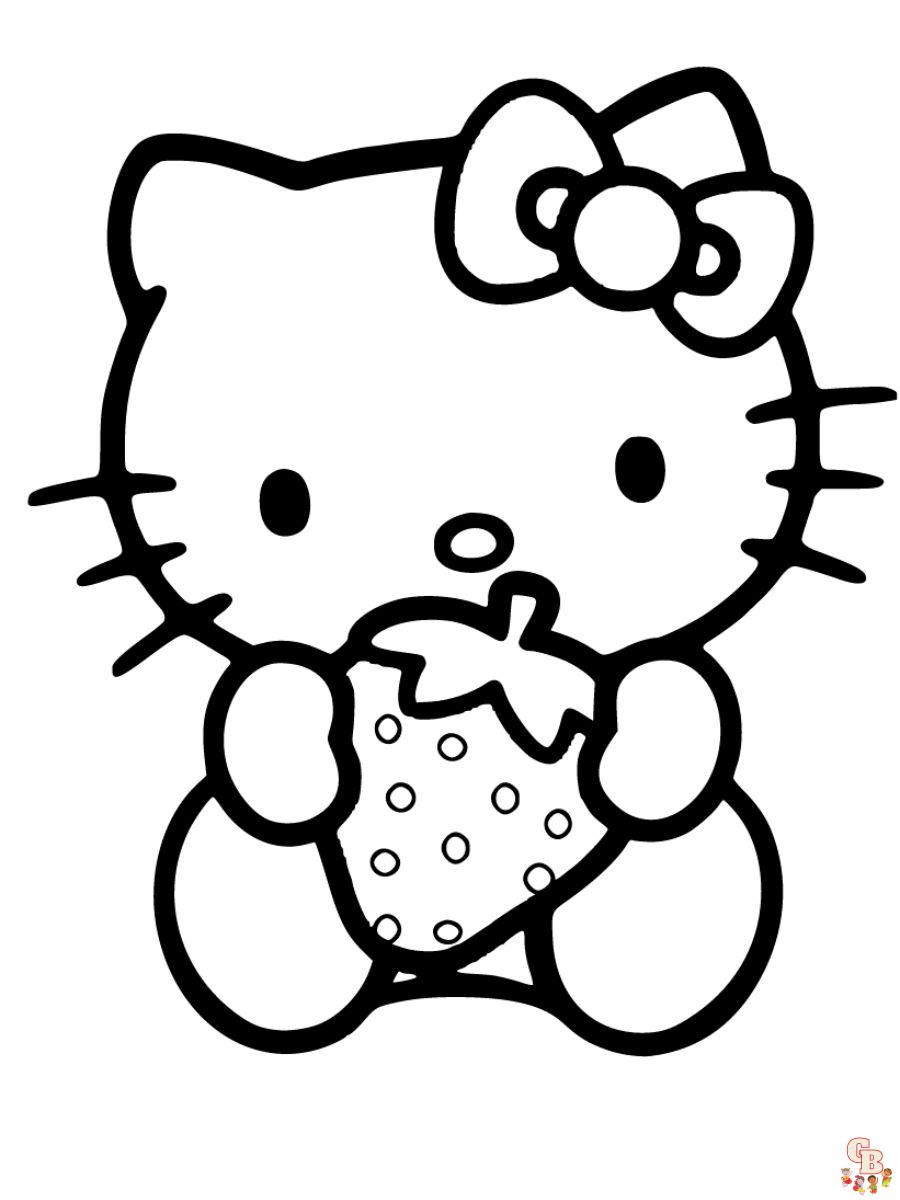 hello kitty strawberry coloring pages free