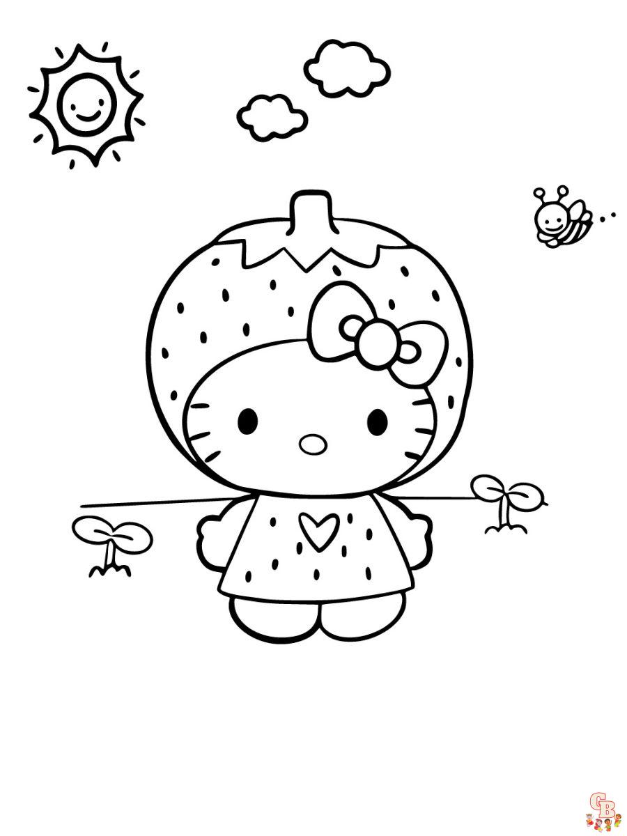hello kitty strawberry coloring pages to print