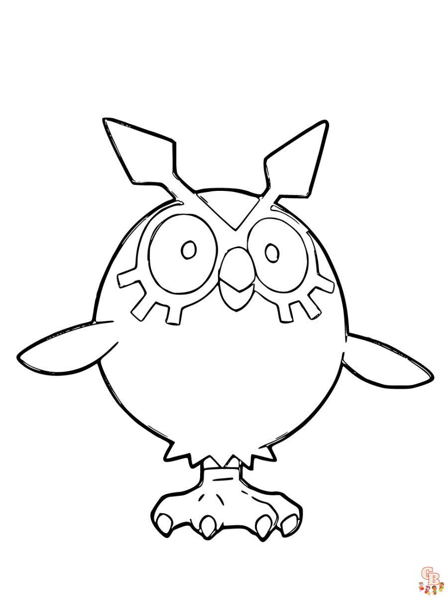 hoothoot coloring page