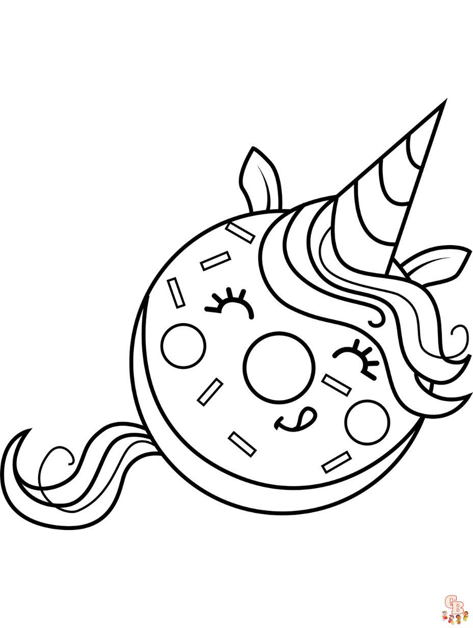 dibujos kawaii de unicornio donut para colorear