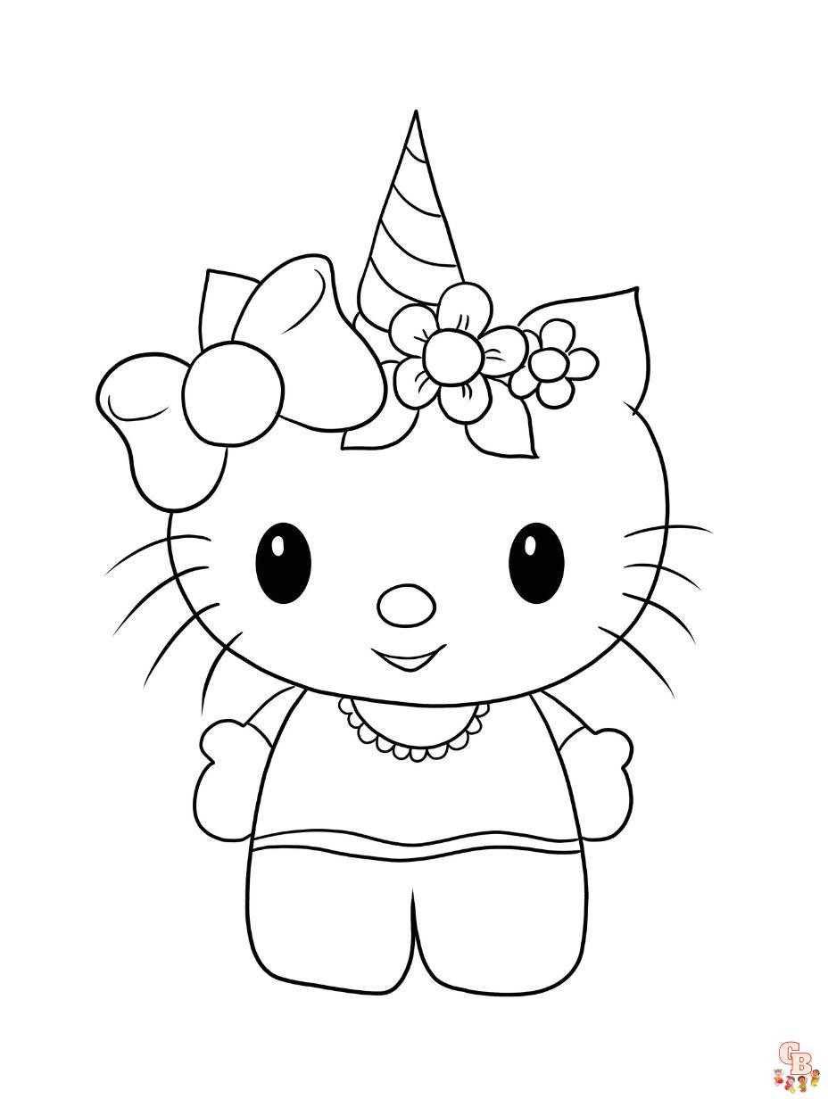 kitty unicorn coloring pages for kids