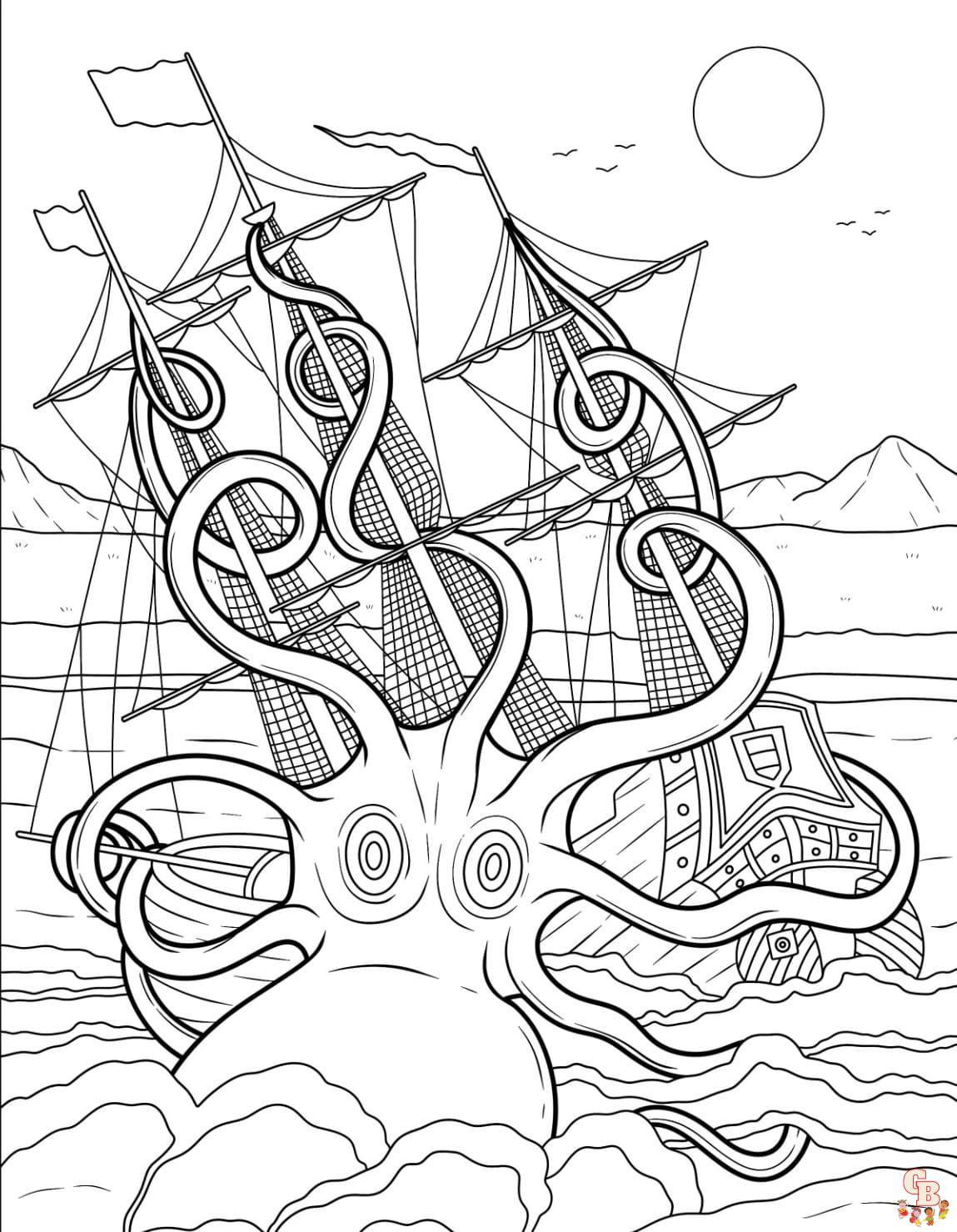 kraken coloring page