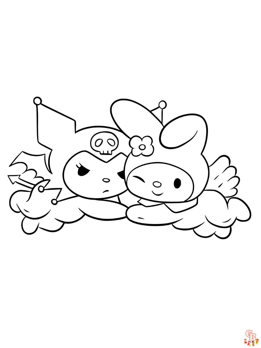 kuromi and melody coloring pages free