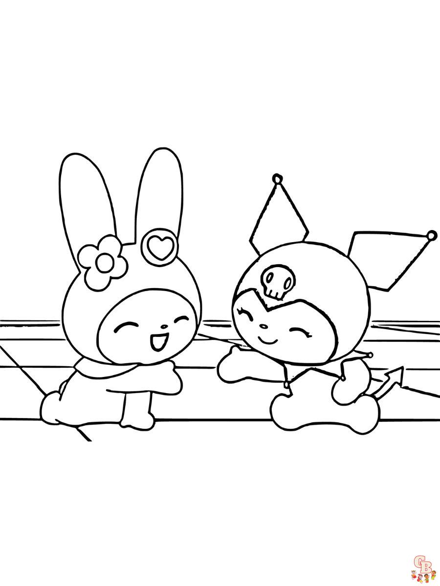 kuromi and melody coloring pages printable