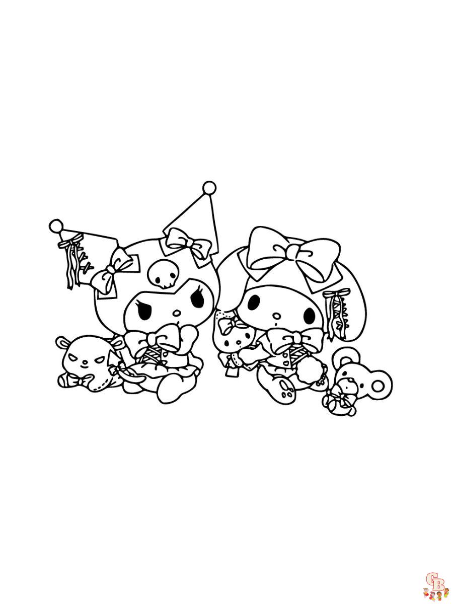 kuromi and melody coloring pages to print