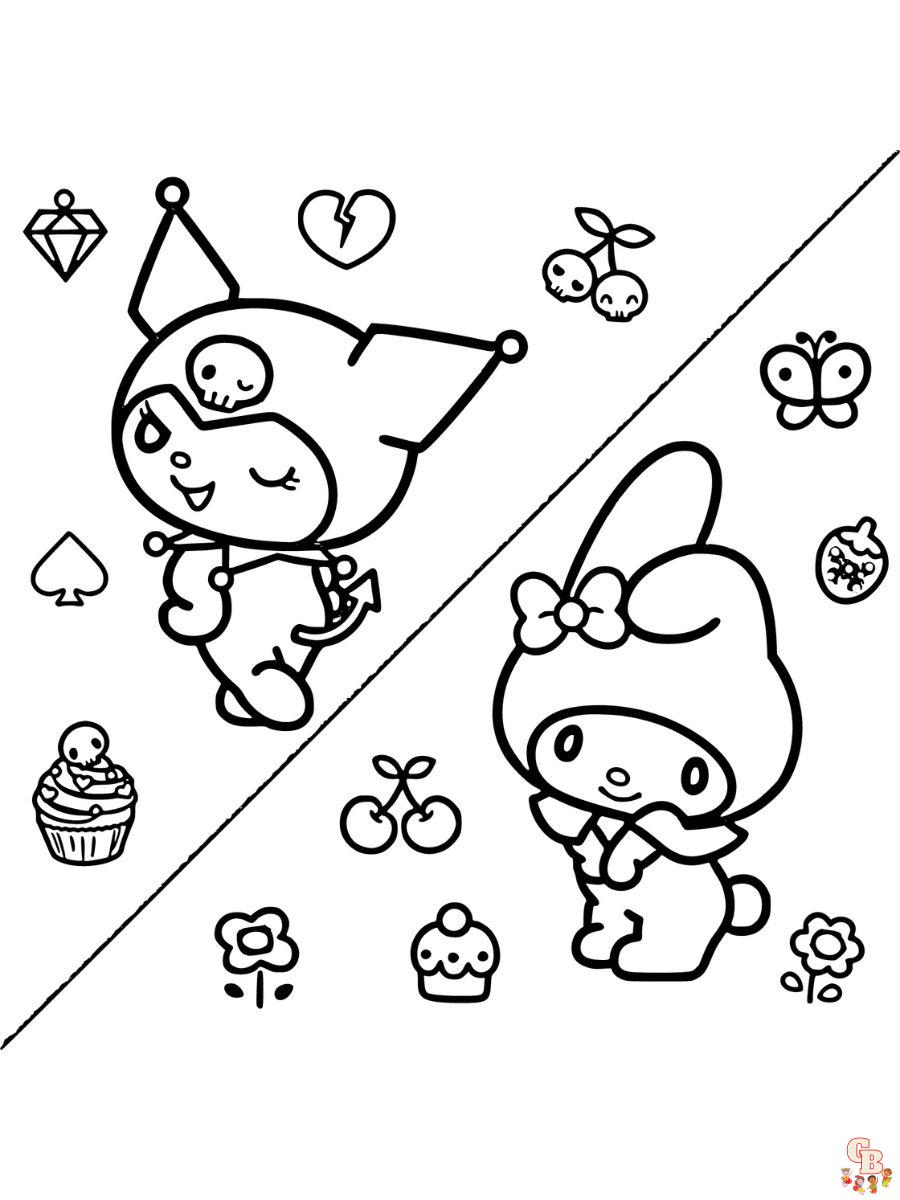 kuromi and melody coloring pages