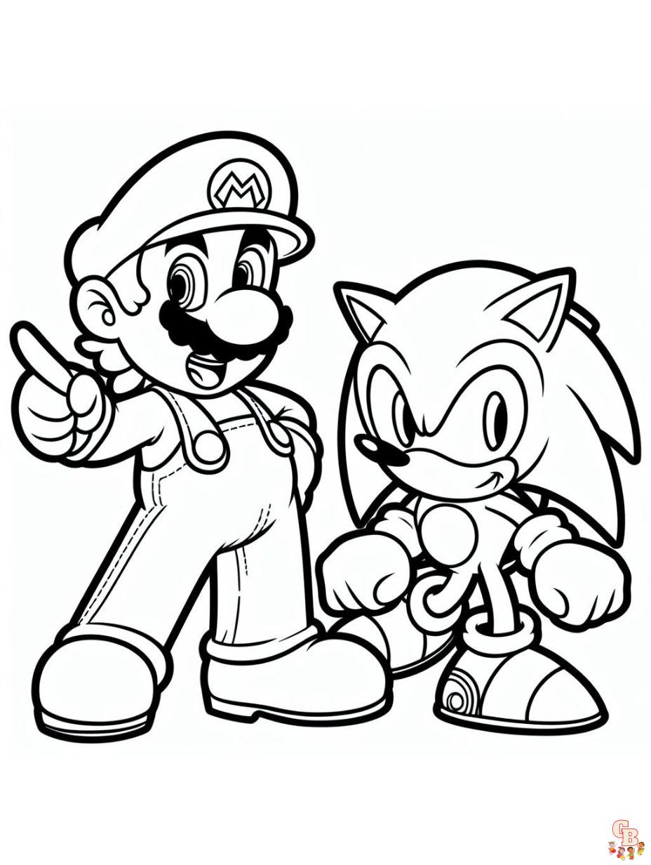 mario and sonic coloring pages