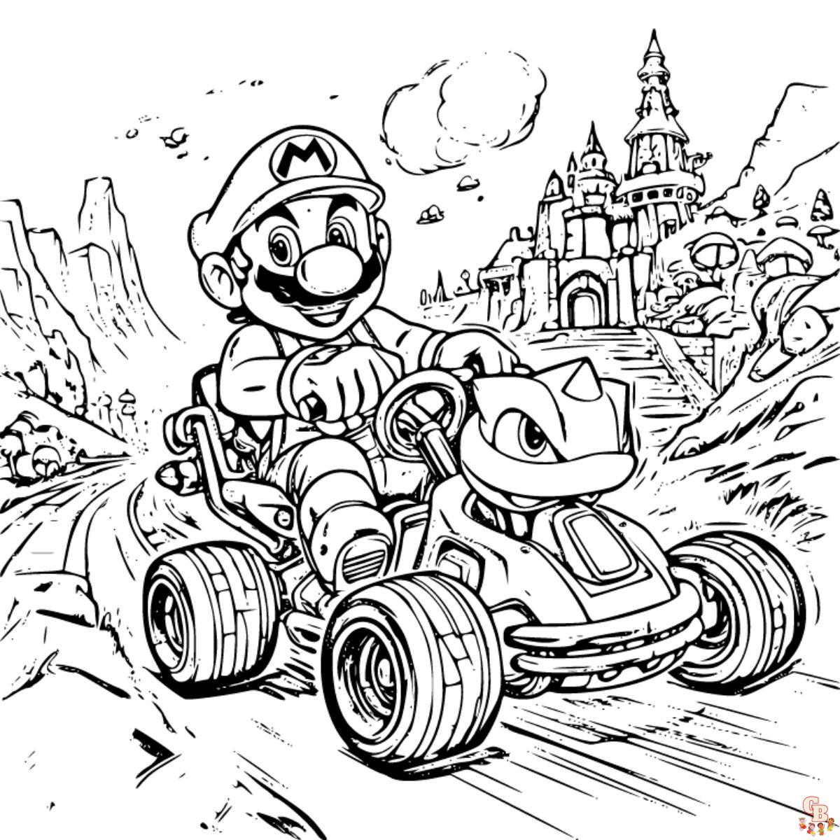 mario kart coloring pages to print