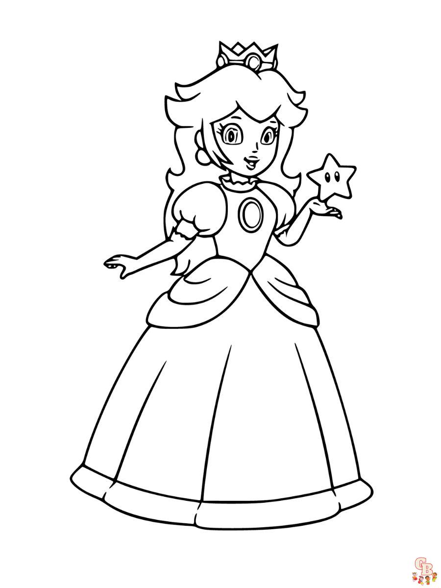 Mario Princess Peach desenhos para colorir