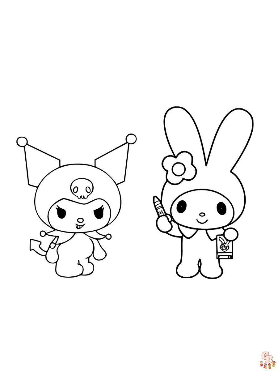 melody and kuromi coloring pages