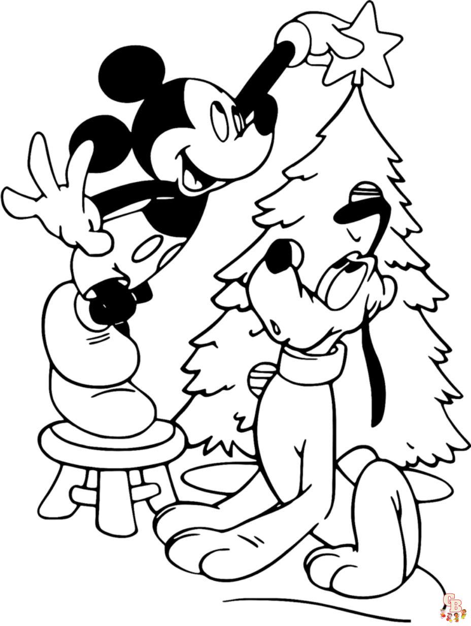 mickey mouse christmas coloring page