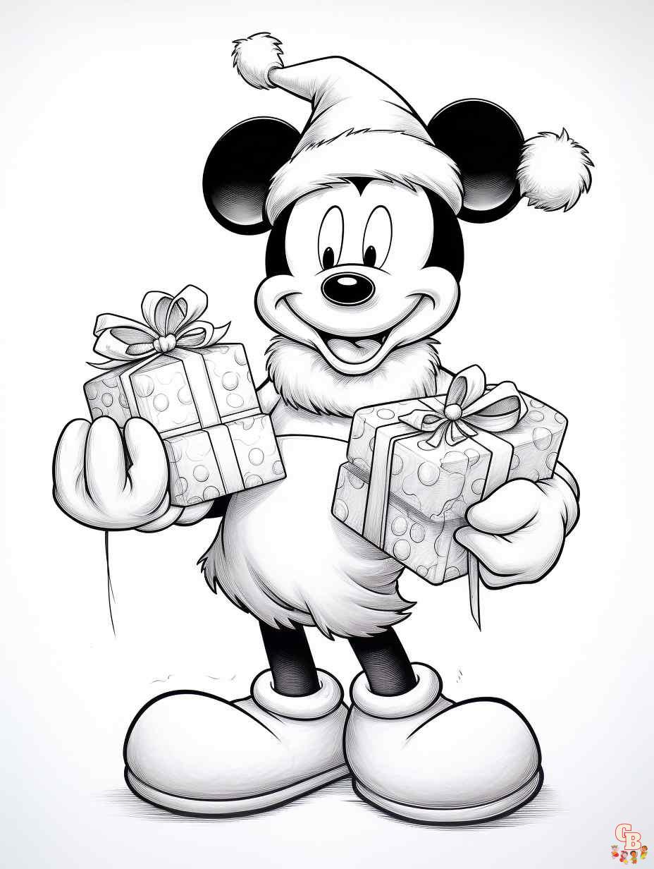 mickey mouse cute christmas coloring pages