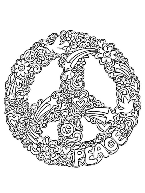 Printable Peace Sign Coloring Pages Free For Kids And Adults