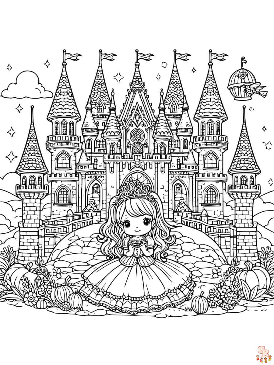 prinţesă şi castel desene de colorat