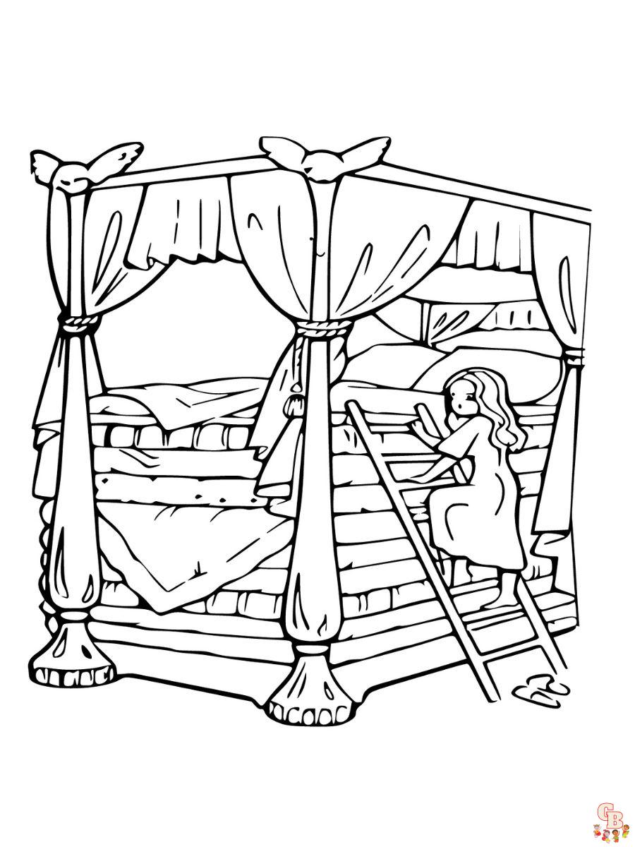 princess and the pea coloring page
