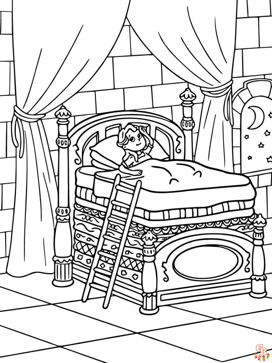 princess and the pea free printable coloring pages