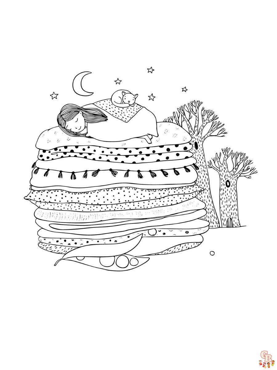 princess and the pea printable coloring pages
