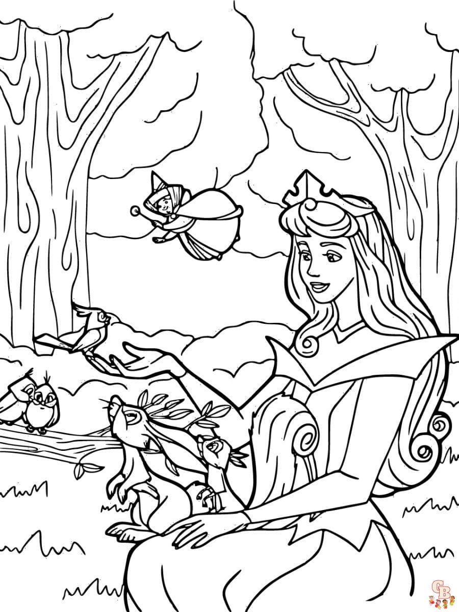 princesa aurora bella durmiente dibujos para colorear