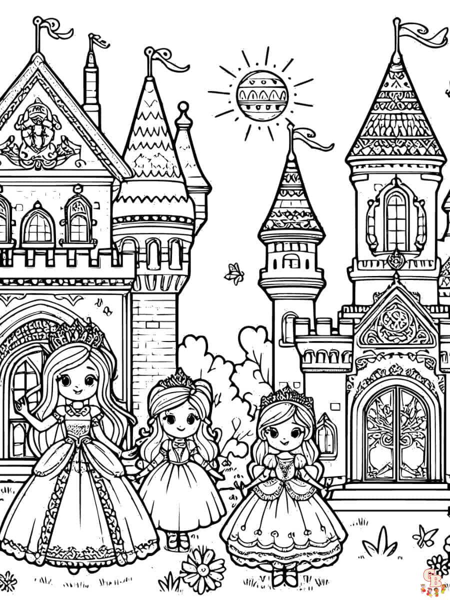 Página para colorear del castillo de la princesa.