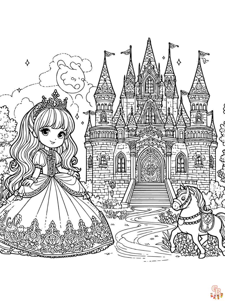 castillo de princesa dibujos para colorear