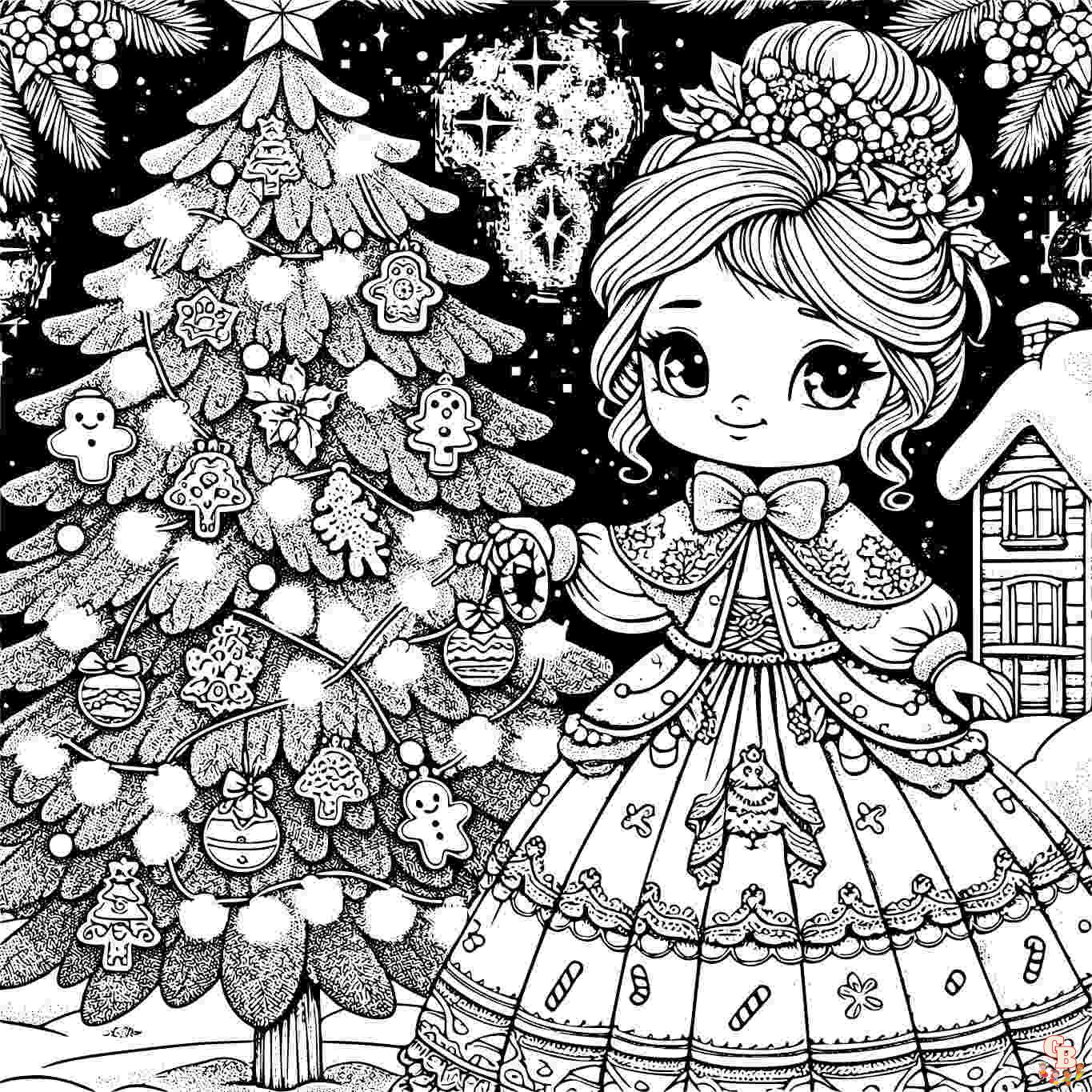princess christmas coloring page