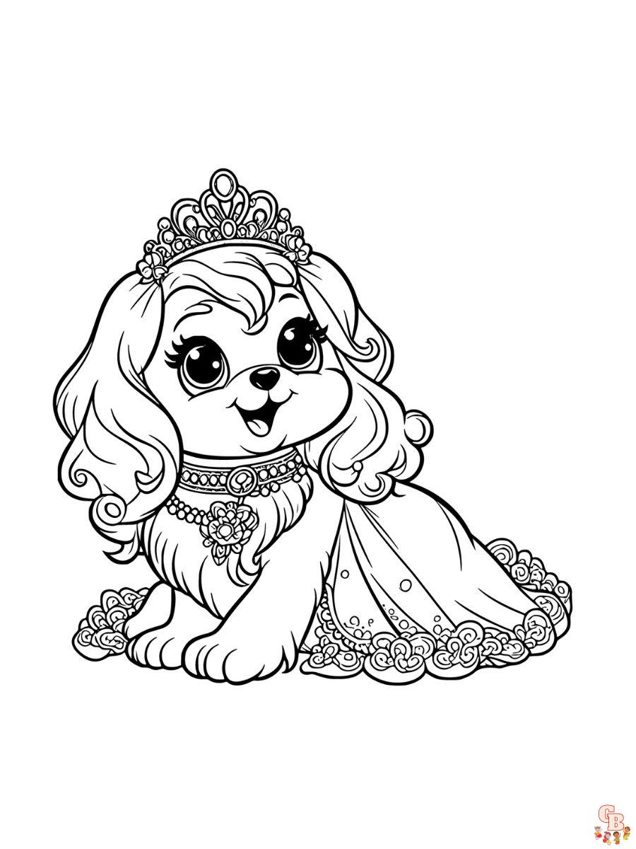 página para colorear de perro princesa