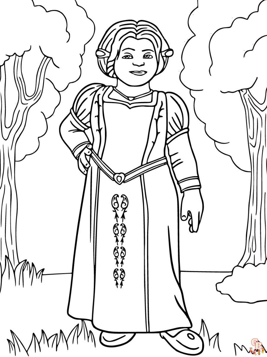 princess fiona shrek coloring page