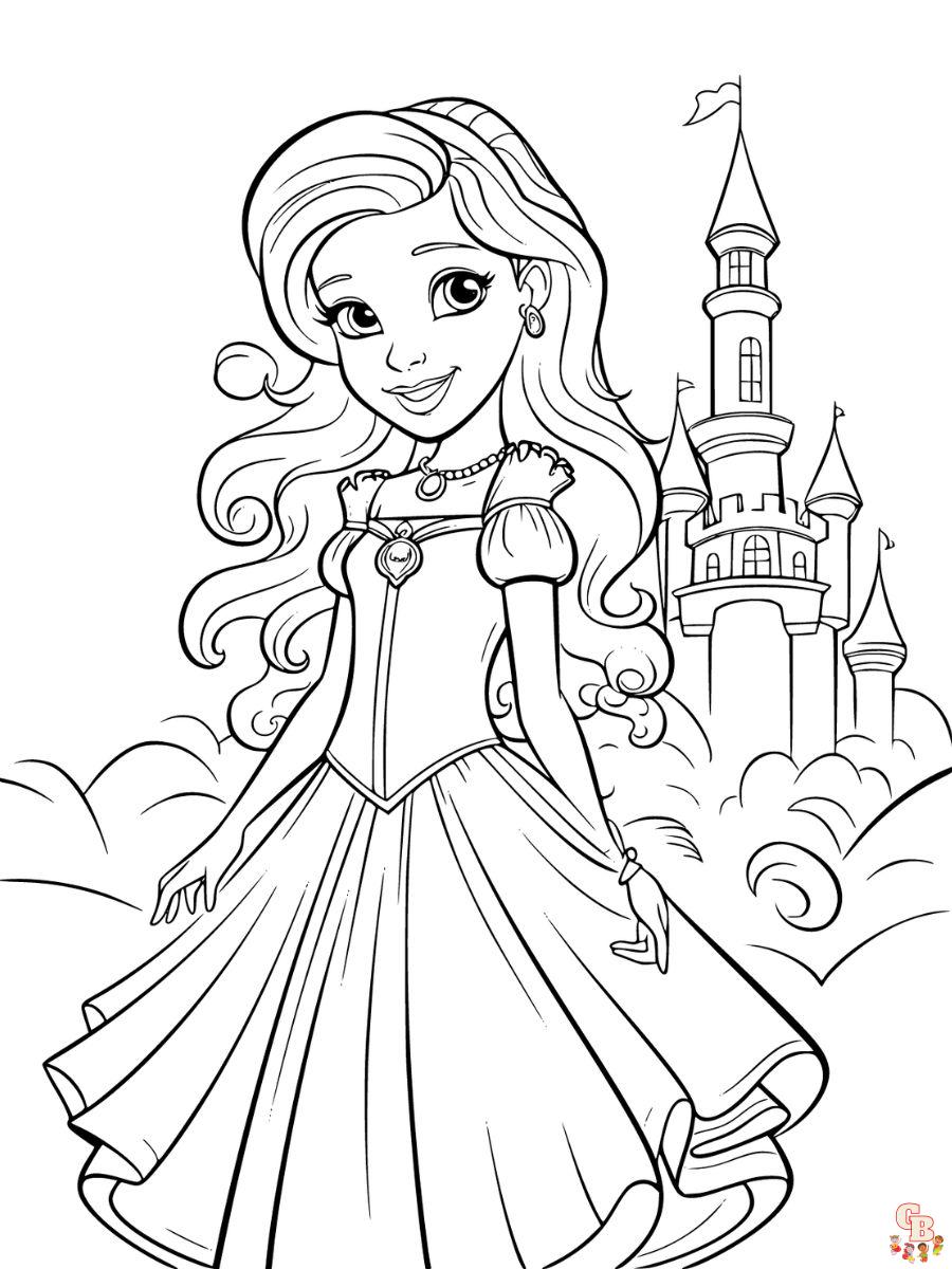 princesa en un castillo dibujos para colorear
