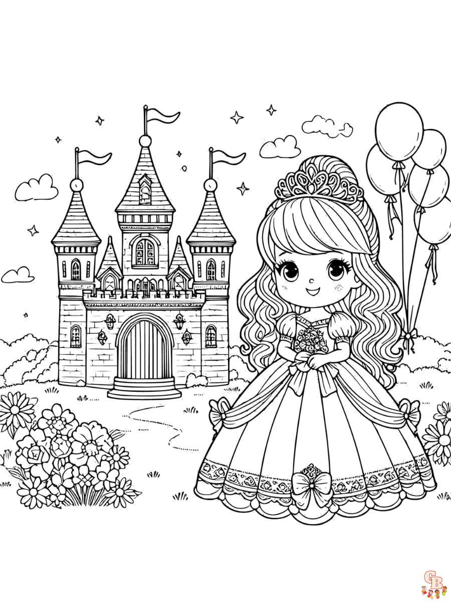 desenho de castelo da princesa pêssego para colorir